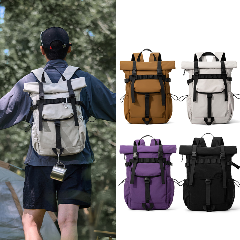New Men's Roll Mouth Expandabl - Canvas Backpack Casual recension och pris