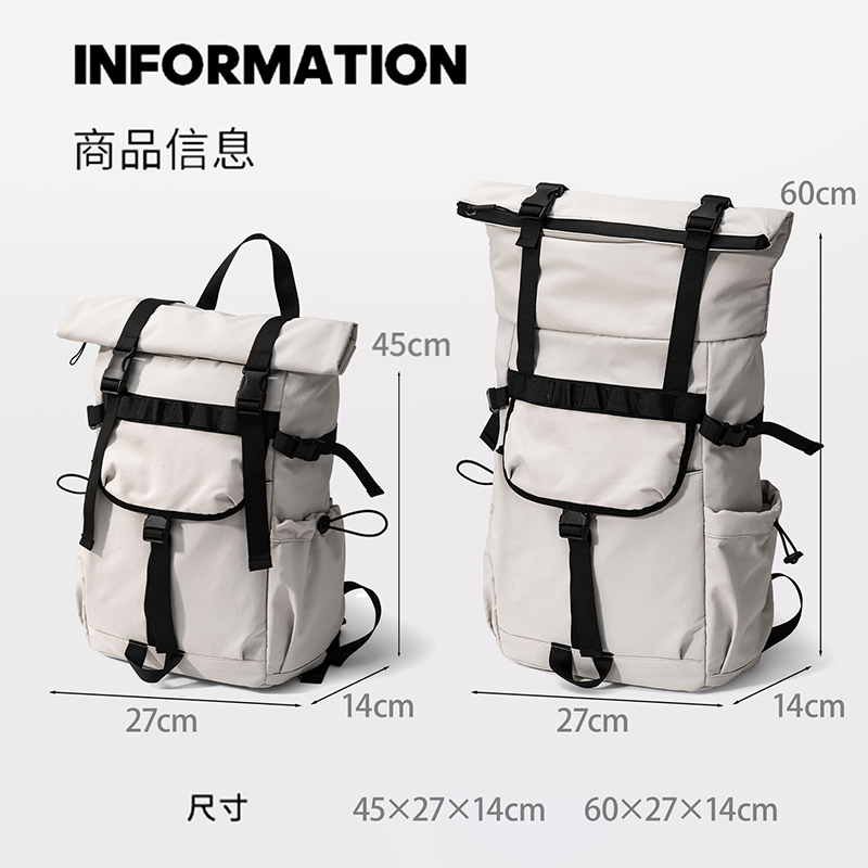 New Men's Roll Mouth Expandabl - Canvas Backpack Casual recension och pris